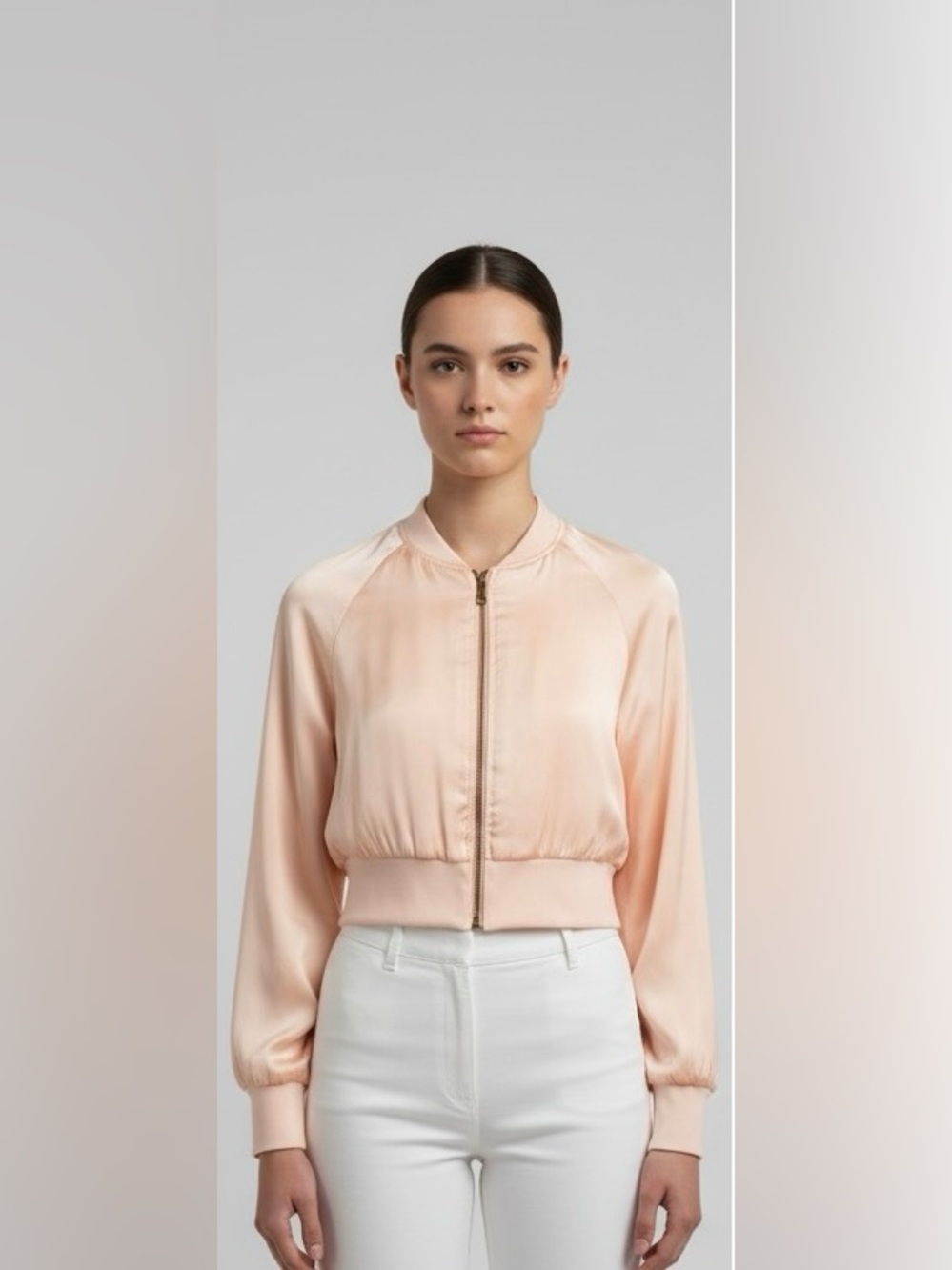 Zara Pale Pink Satin Bomber Jacket